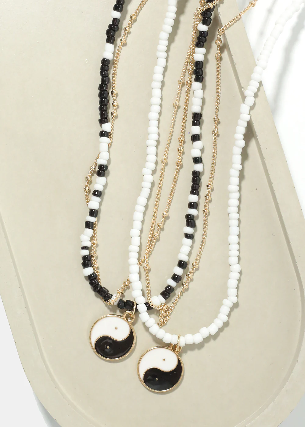 2 Layered Yin Yang Beaded Necklace