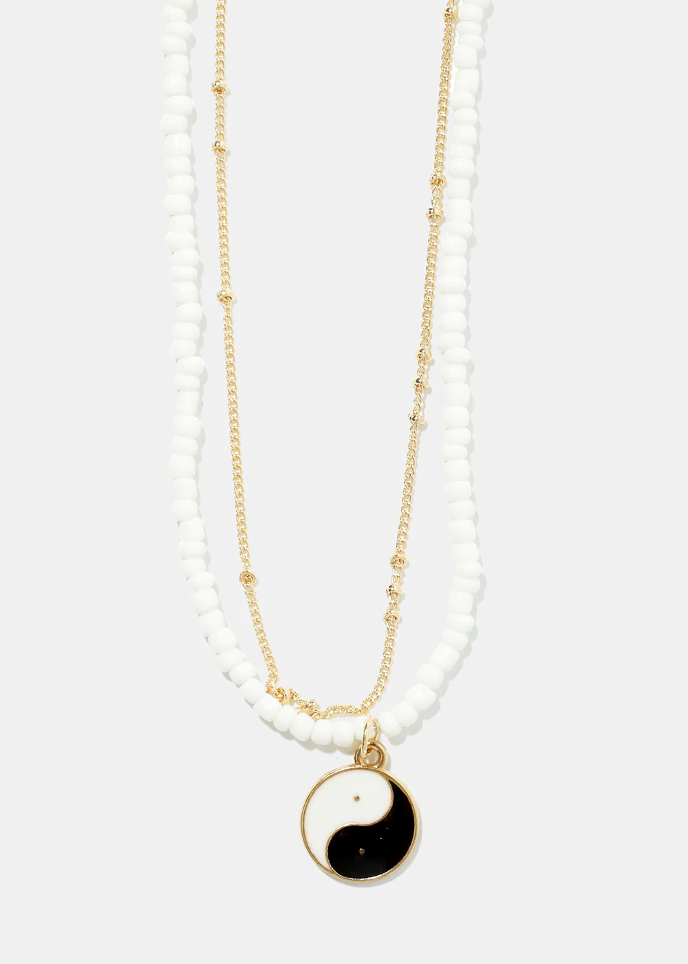 2 Layered Yin Yang Beaded Necklace - Image 2