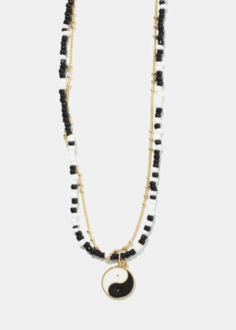 2 Layered Yin Yang Beaded Necklace - Image 4