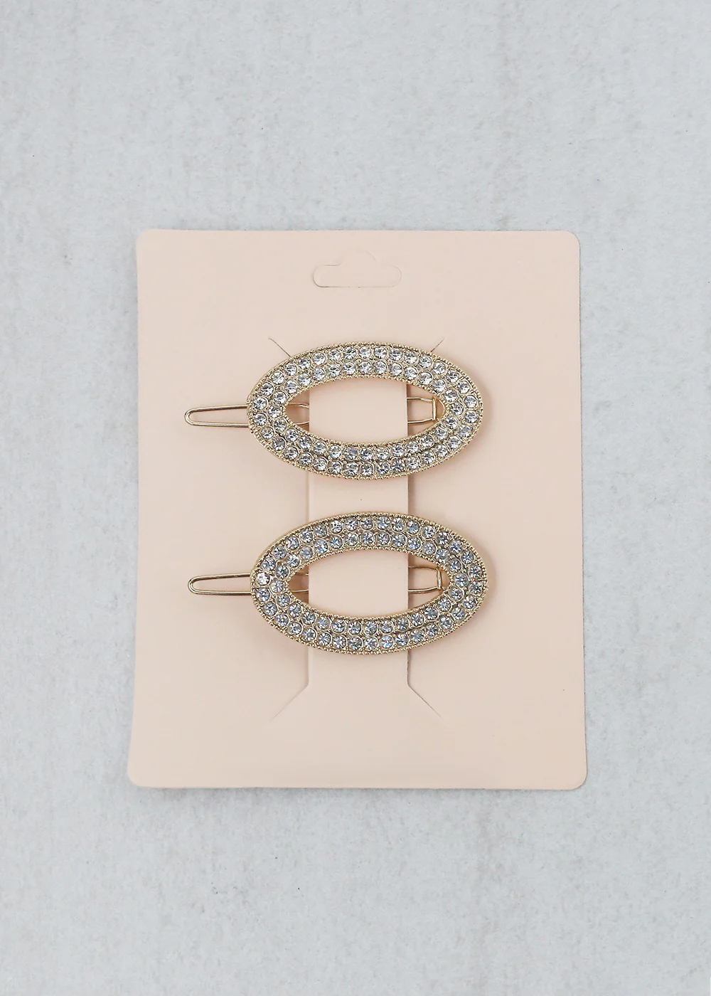 2-PC Oval Rhinestone Hair Clip - Image 2