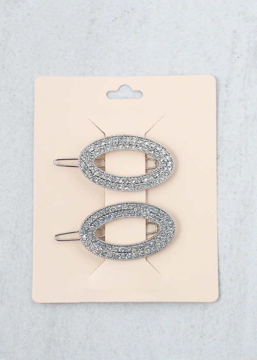2-PC Oval Rhinestone Hair Clip - Image 3