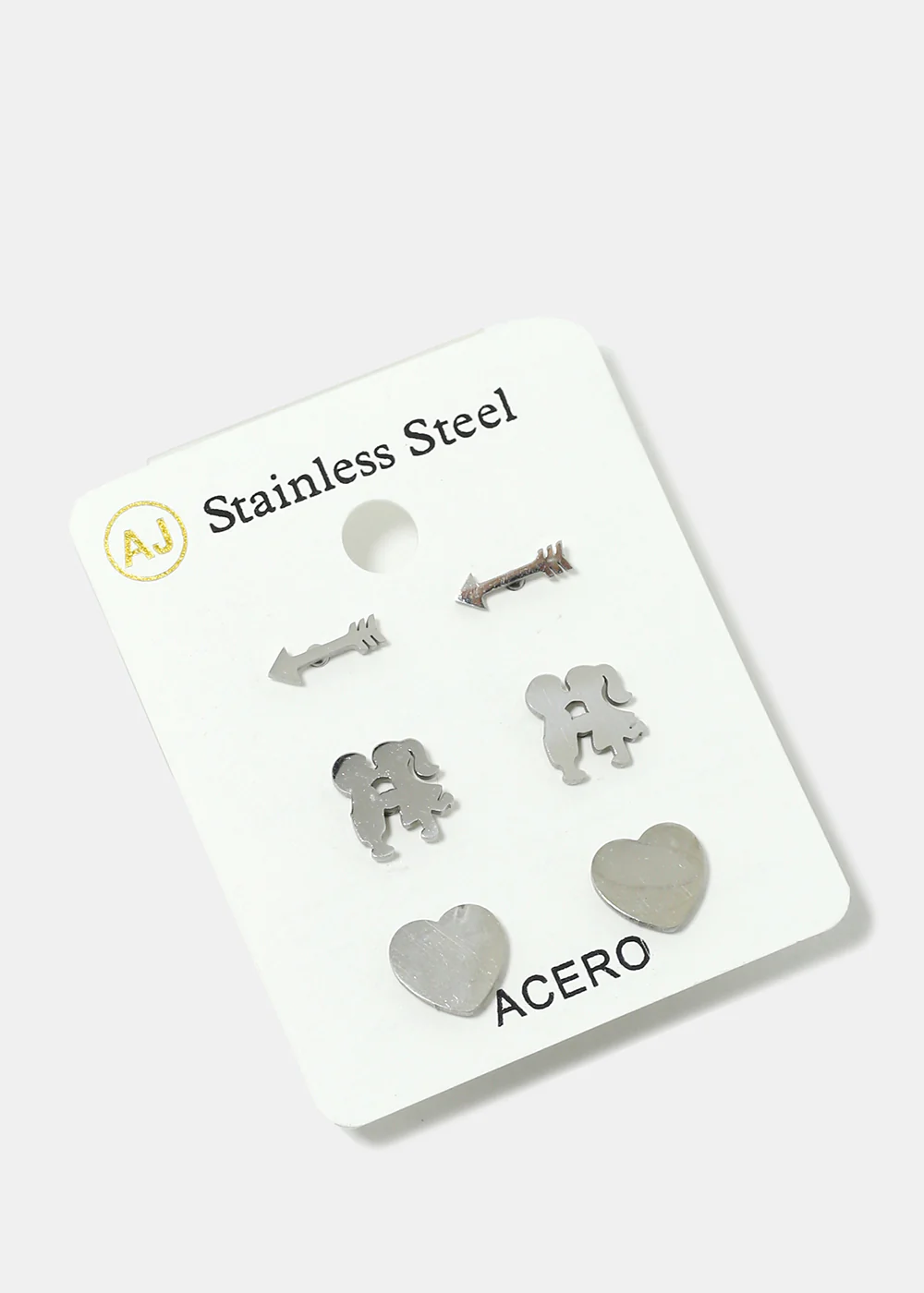 3-Pair Arrow & Heart Stud Earrings - Image 2