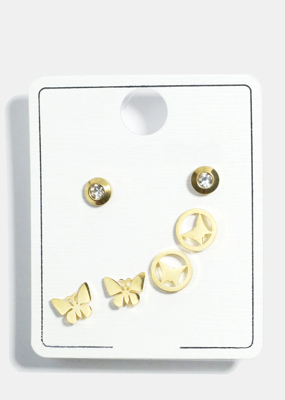 3 Pair Butterfly Stud Earring Set