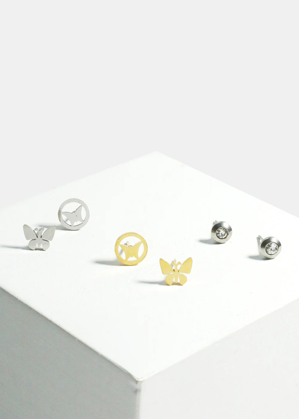 3 Pair Butterfly Stud Earring Set - Image 2