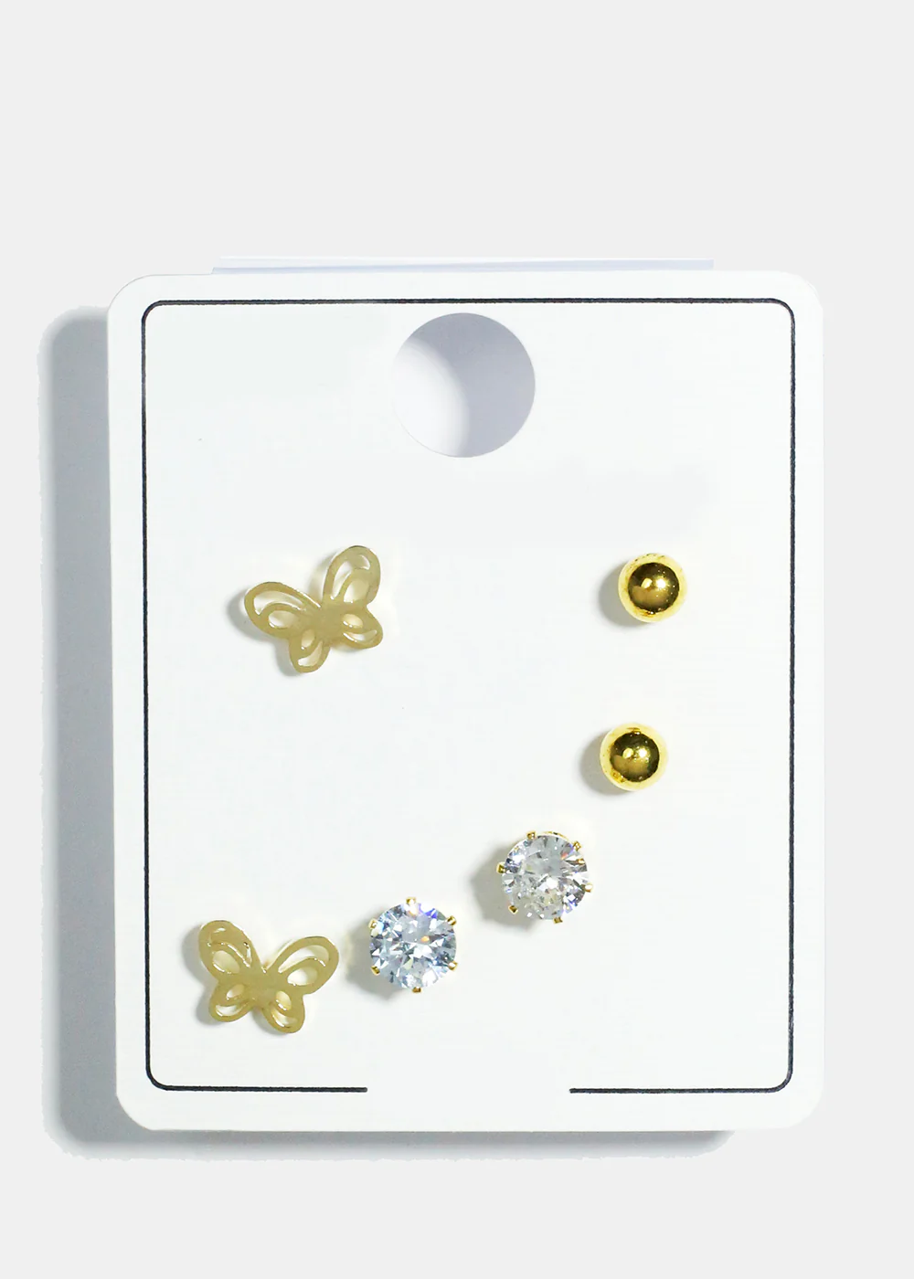 3-Pair Butterfly Stud Earrings - Image 2