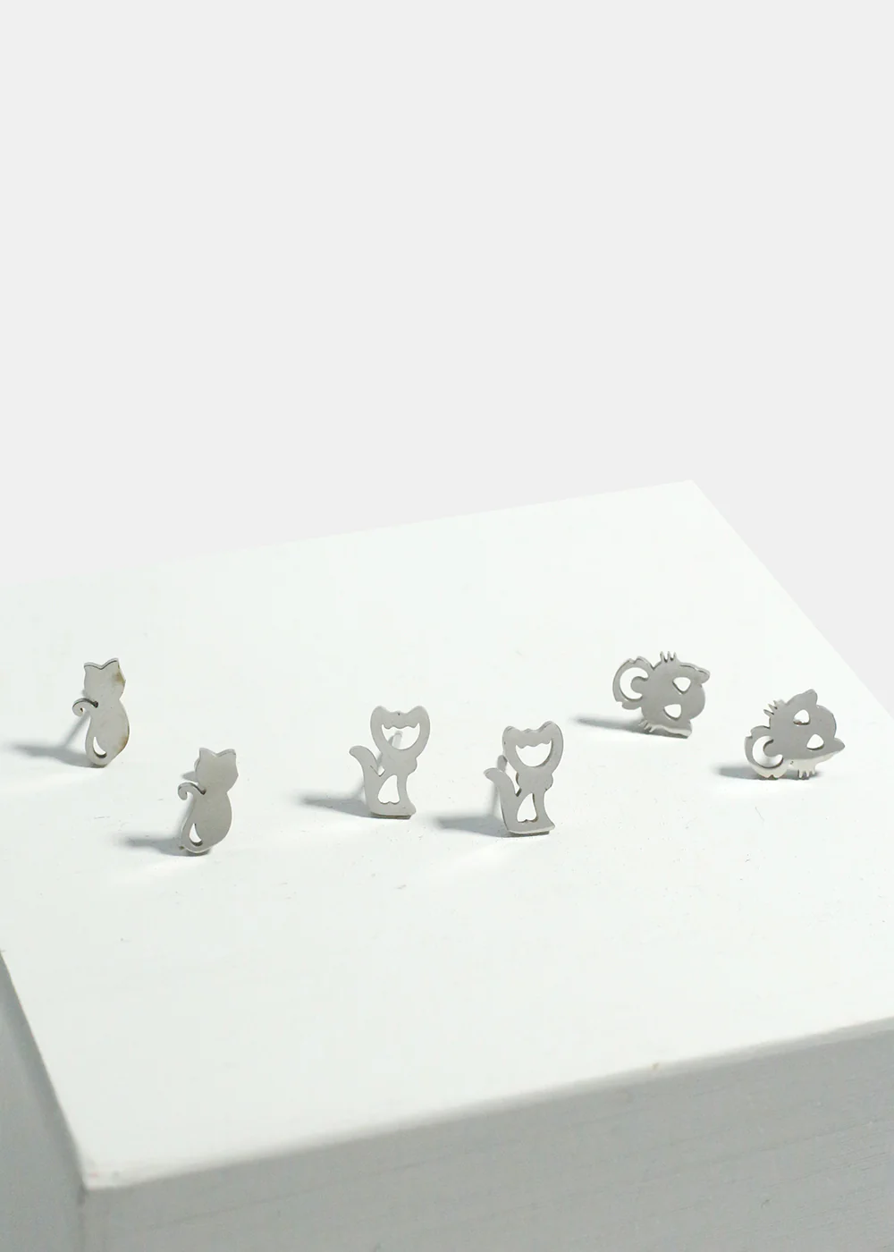 3-Pair Cats Stud Earrings Set - Image 2