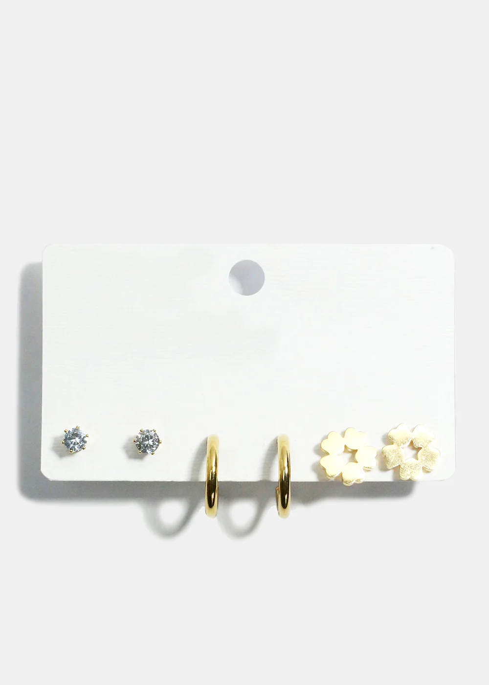 3-Pair Flower Stud & Hoop Earrings - Image 2