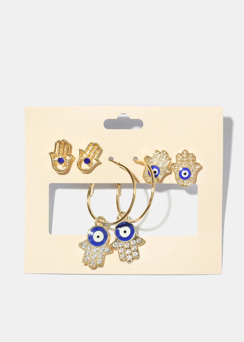 3 Pair Hamsa Hand Earrings - Image 4