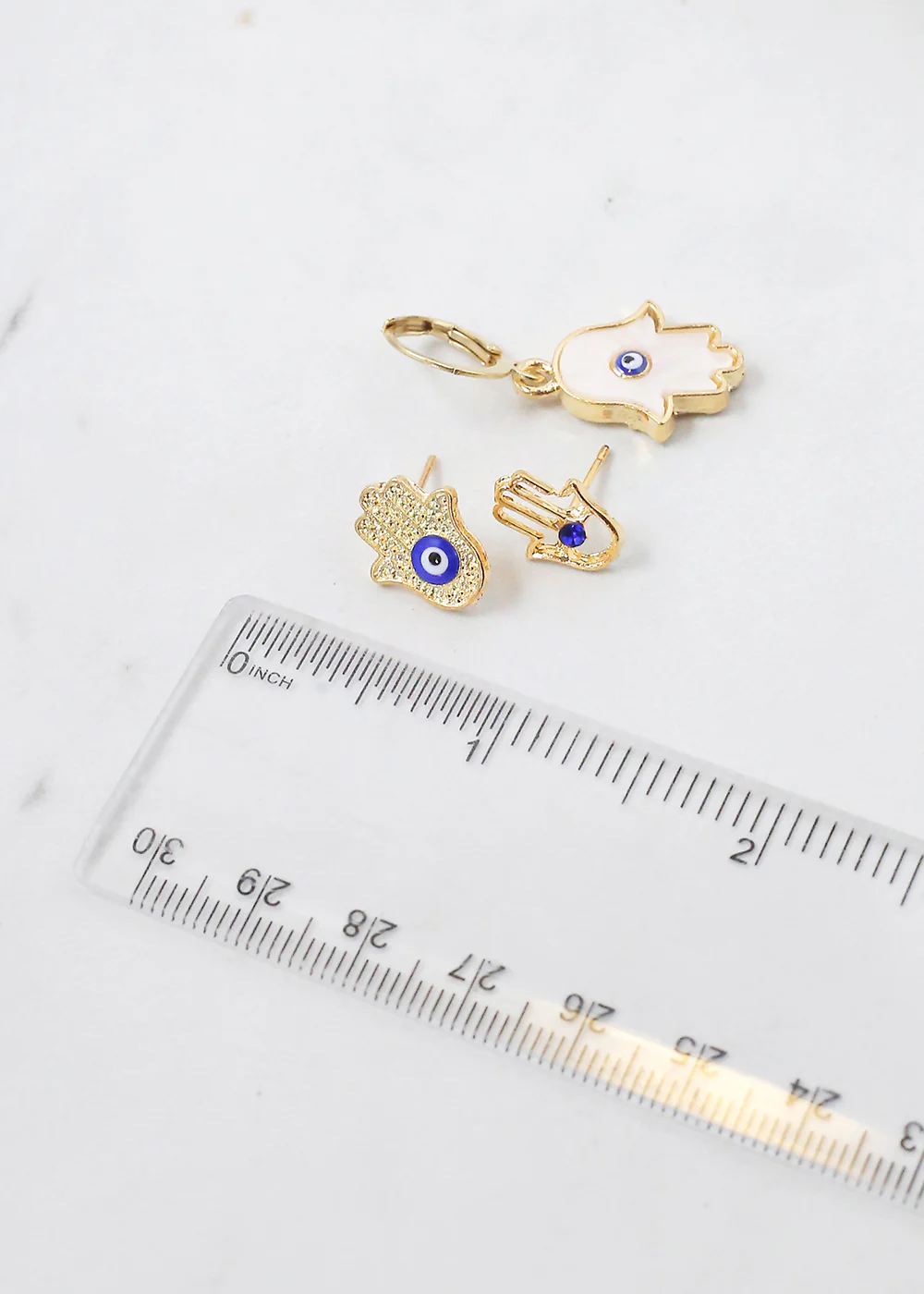3 Pair Hamsa Hand + Evil Eye Earrings - Image 8