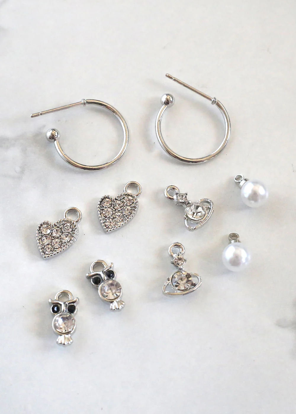 4-Pair Hoops with Unique Dangle Charms - Image 2