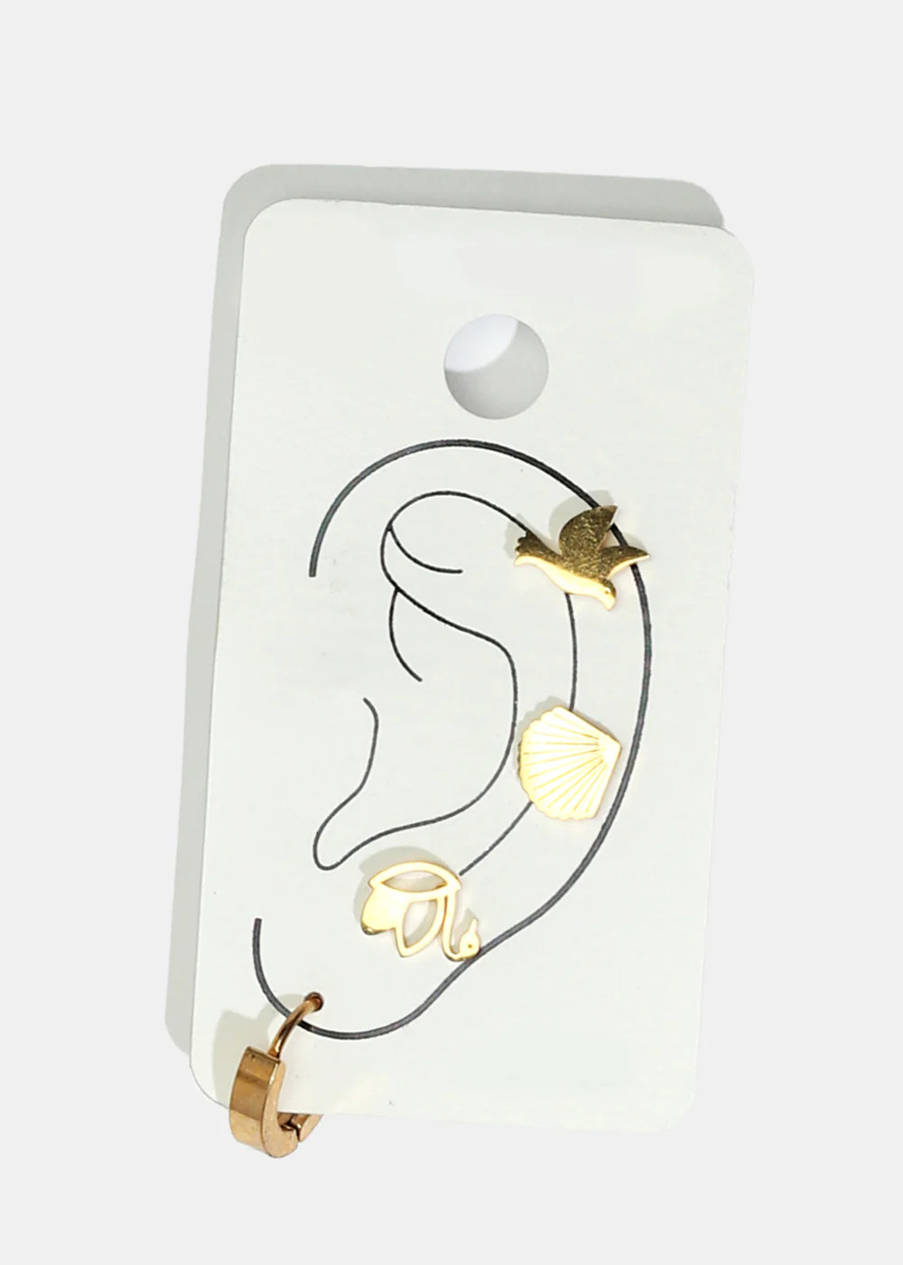 4-Piece Bird & Shell Stud Earrings