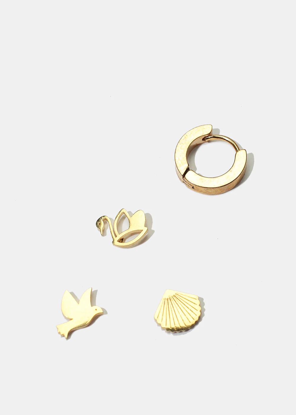 4-Piece Bird & Shell Stud Earrings - Image 2