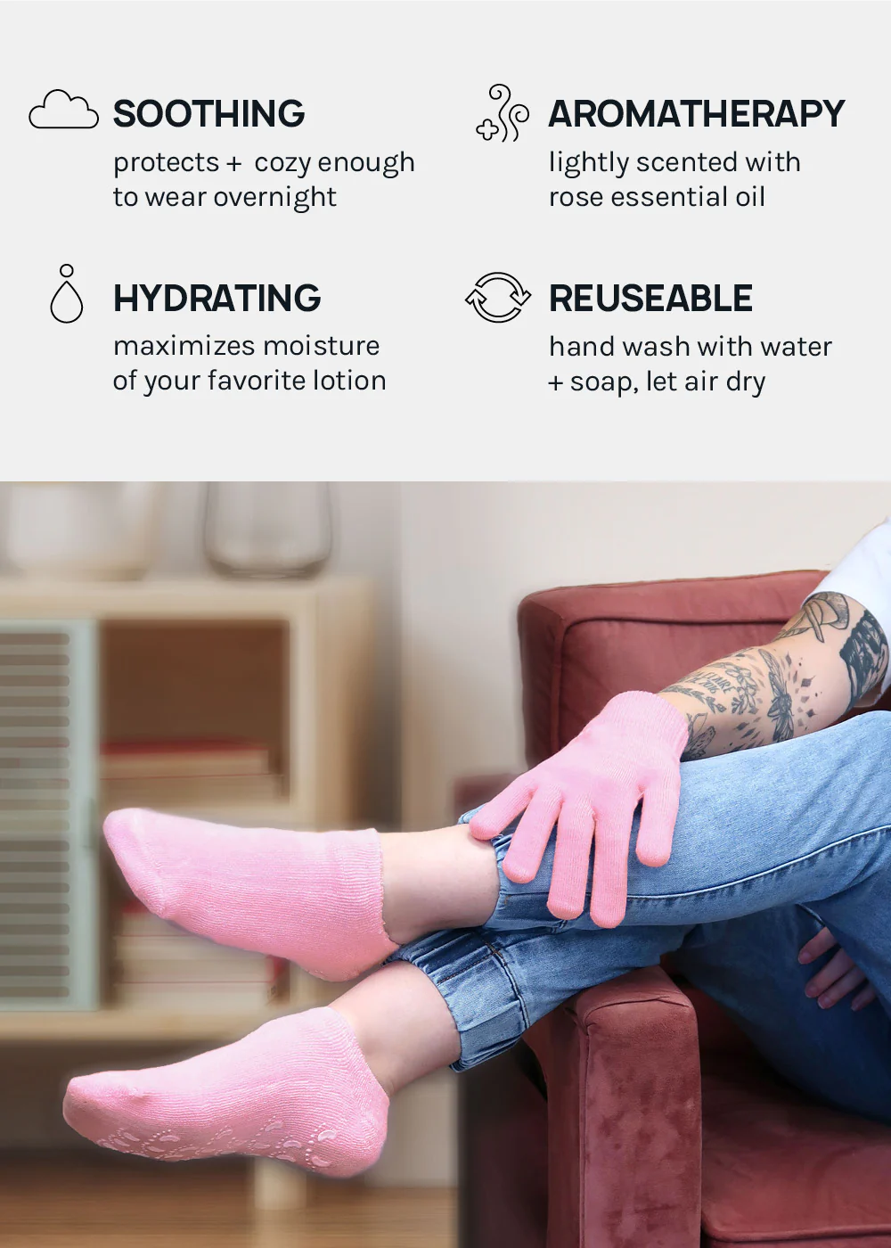 A+ Gel Lined Moisturizing Spa Glove - Image 3