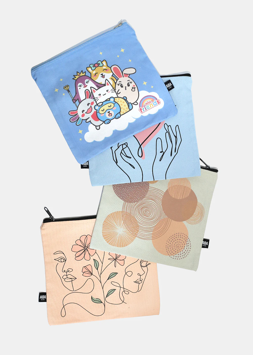 A+ Large Canvas Bag - Floral Girls Sketch - Image 3