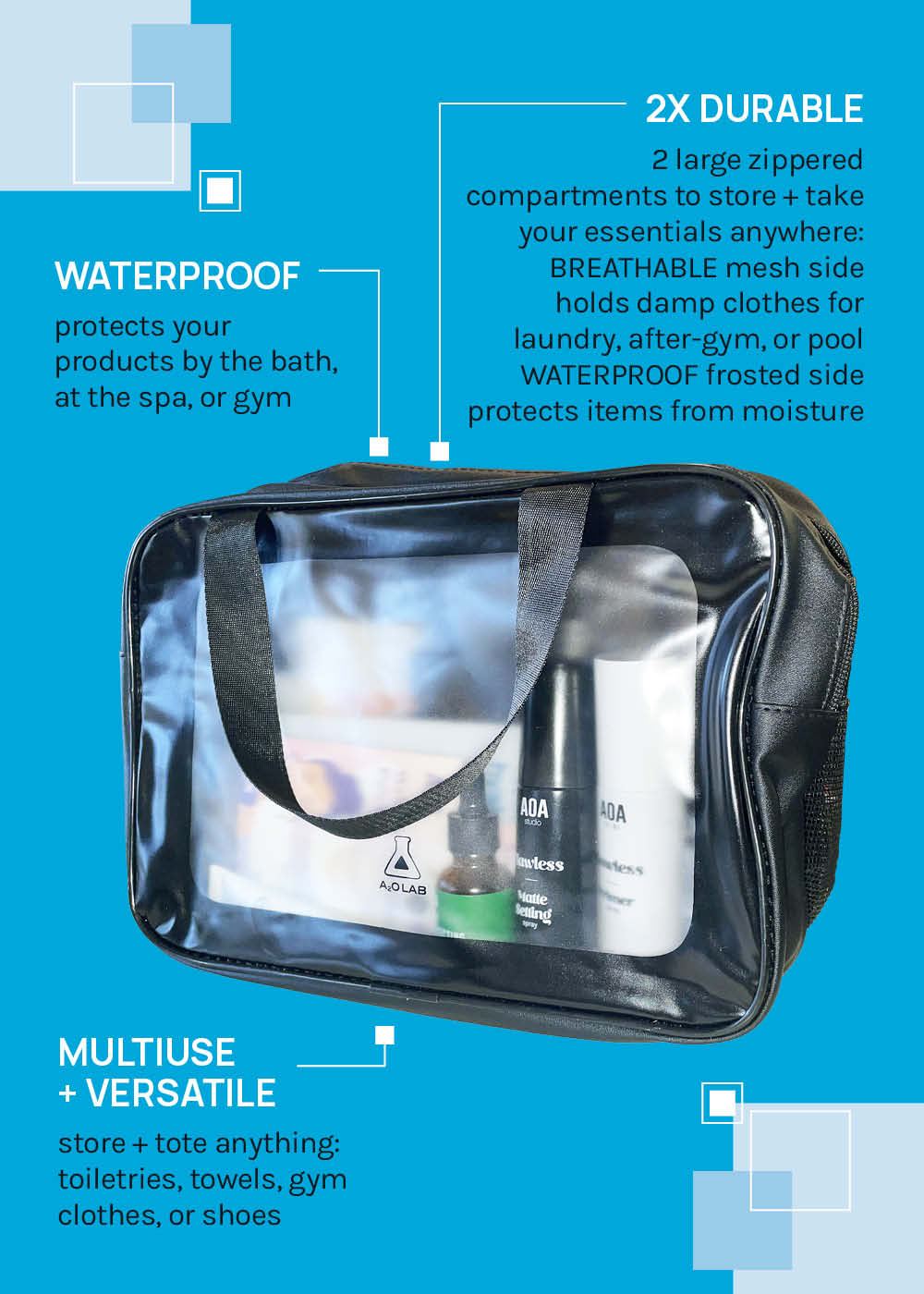 a2o Lab Large Travel Makeup Bag - Image 3