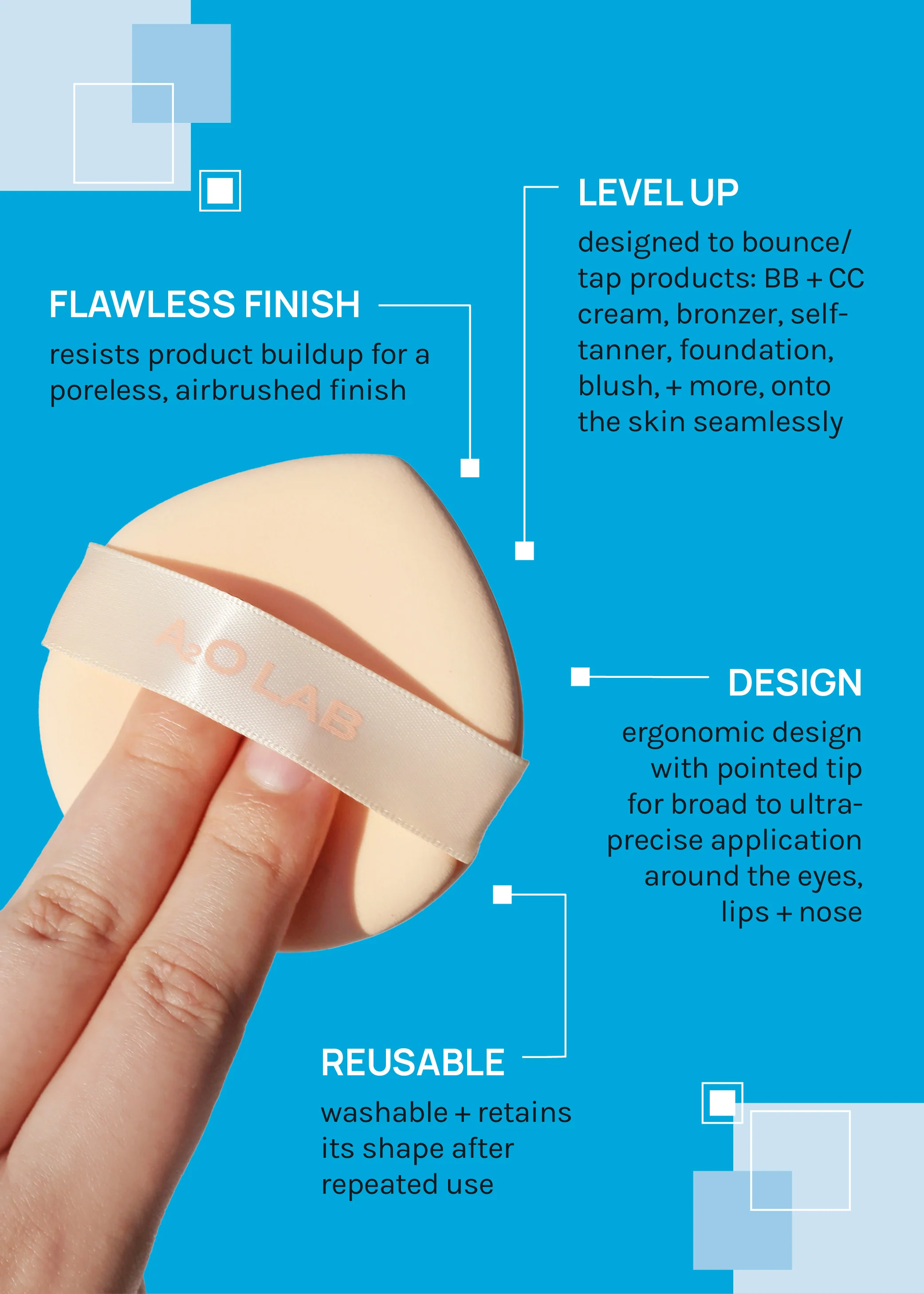 a2o Lab Silky Cloud Sponge – Peach - Image 5