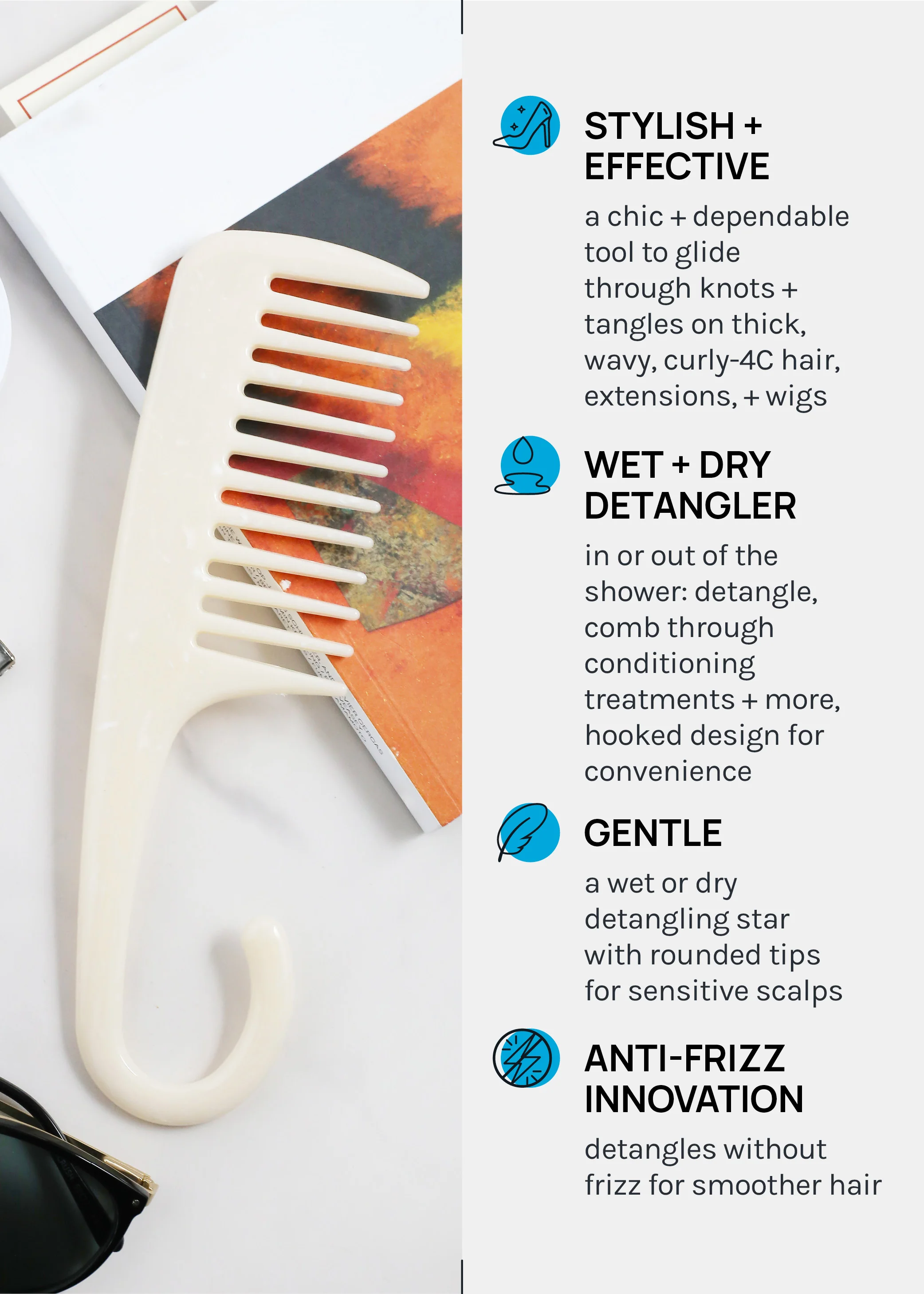 a2o Lab Wide Tooth Shower Comb - Image 4