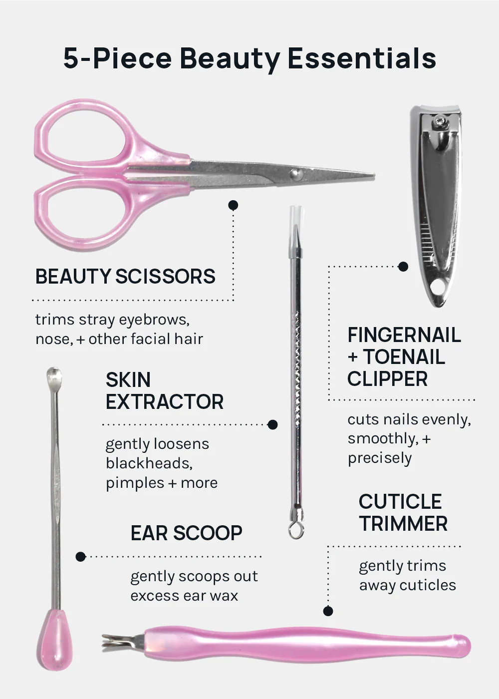 AOA 5 Piece Beauty Details Set with Ear Scoop - Image 2