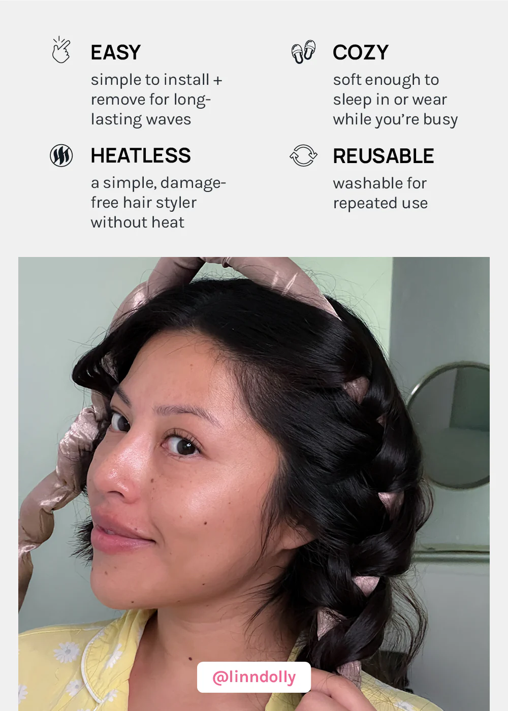 AOA Heat-free Satin Hair Curling Rod - Brown - Image 4