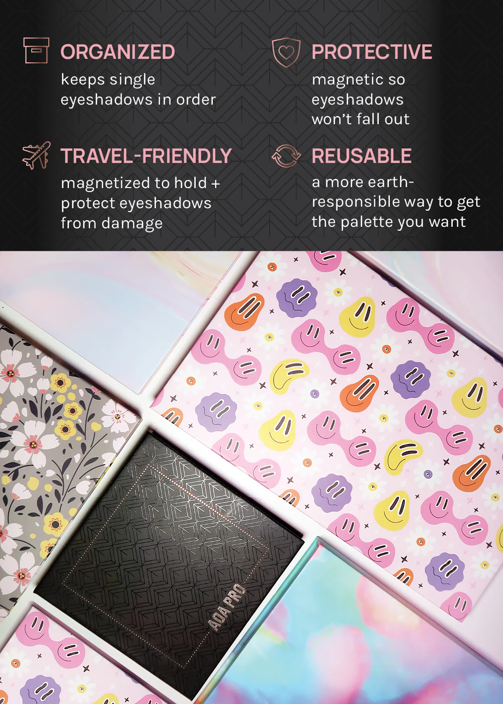 AOA Pro Magnetic Eyeshadow Palette - Pink Swirly Large - Image 4