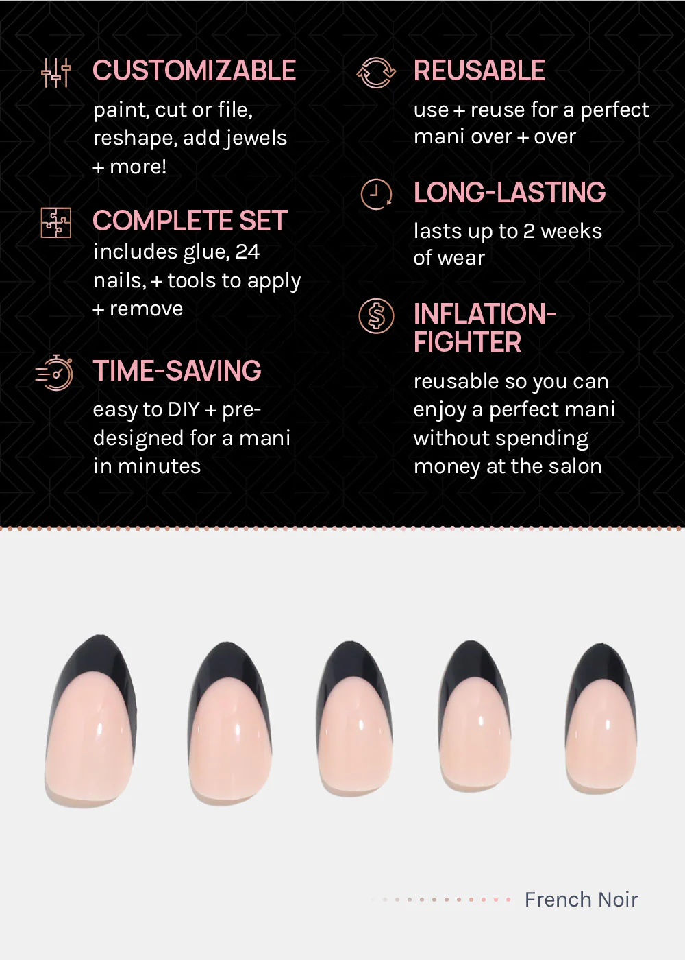 AOA Pro Press-On Nails: French Noir - Image 3