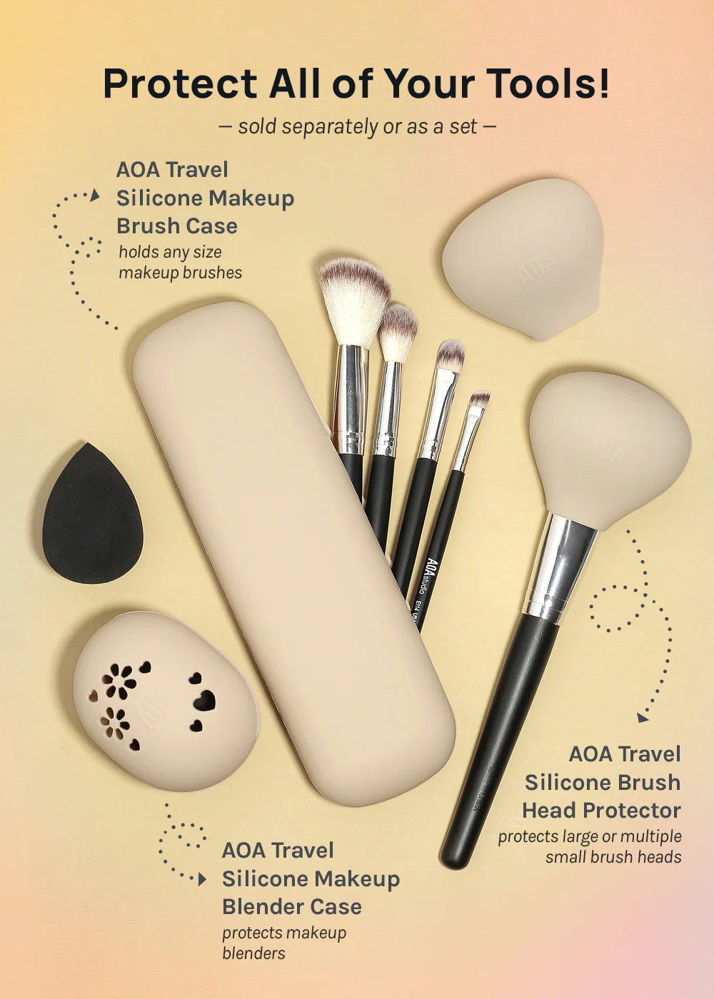AOA Travel Silicone Makeup Tool Cover Set - Image 6