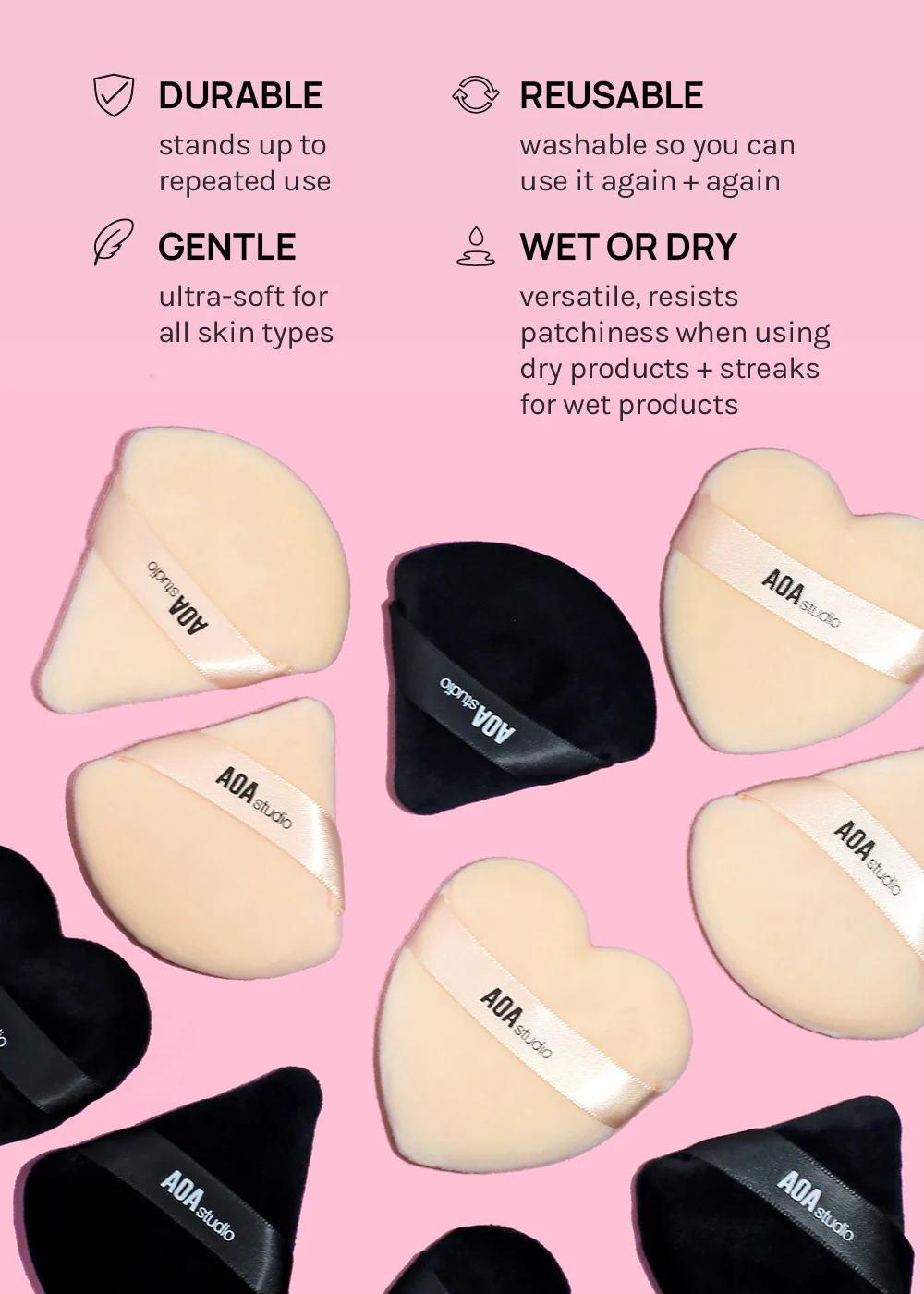 AOA Velvet Puffs - 6 Pc Triangle + Long Triangle Set - Image 4