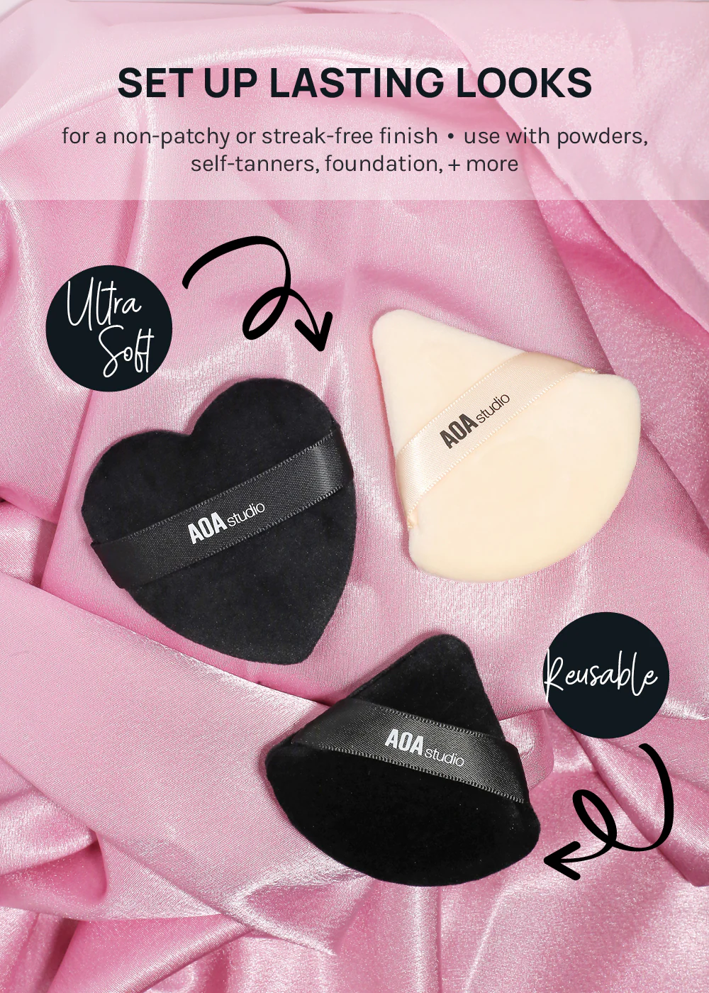 AOA Velvet Puffs - 6 Pc Triangle Set - Image 3