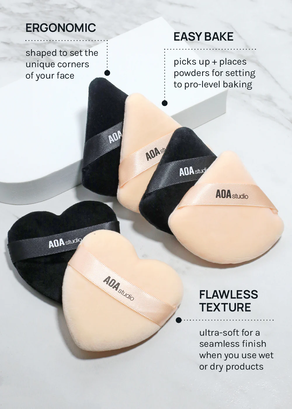 AOA Velvet Puffs - 6 Pc Triangle Set - Image 5