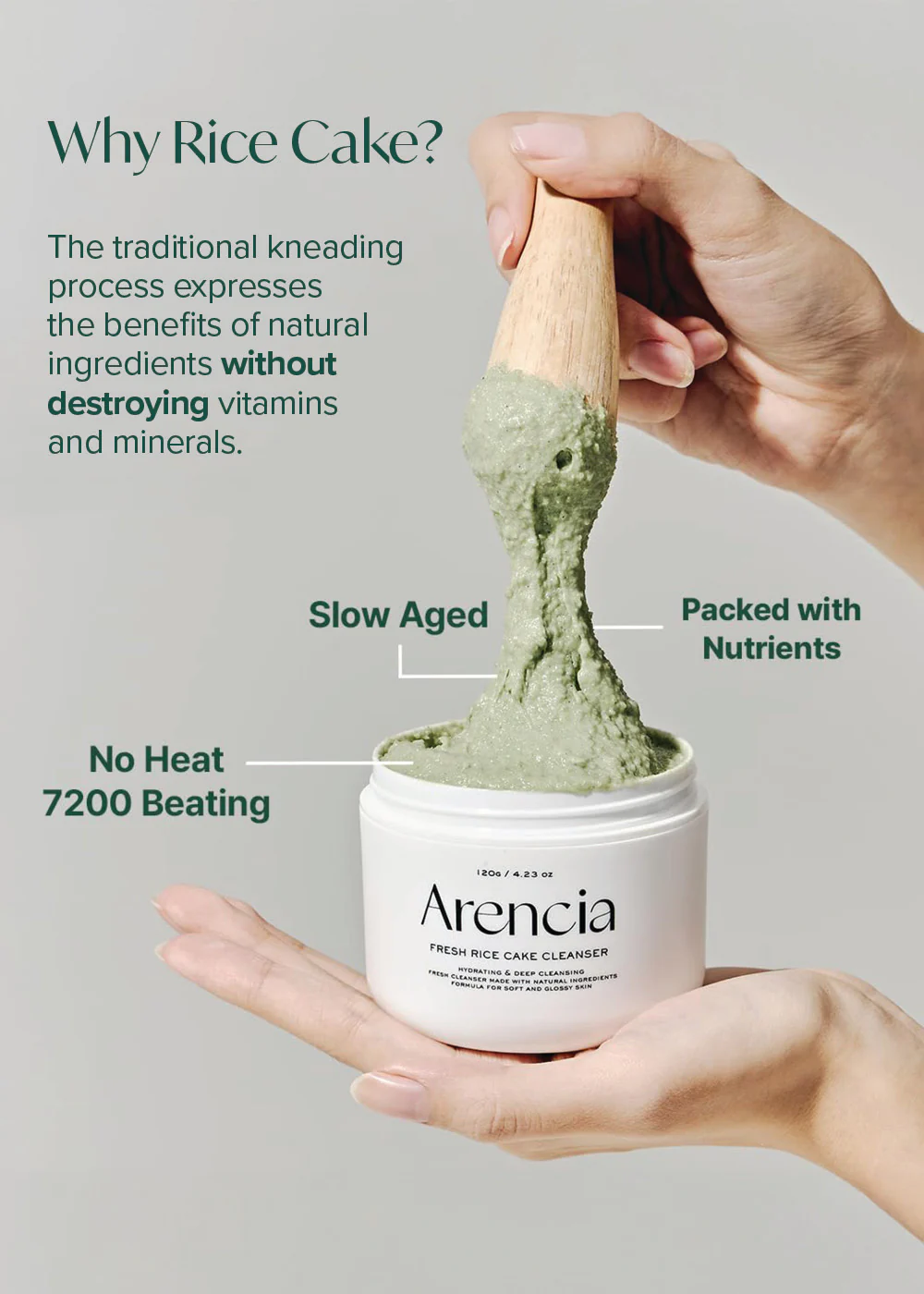 Arencia Fresh Green Rice Mochi Cleanser 120g - Image 6