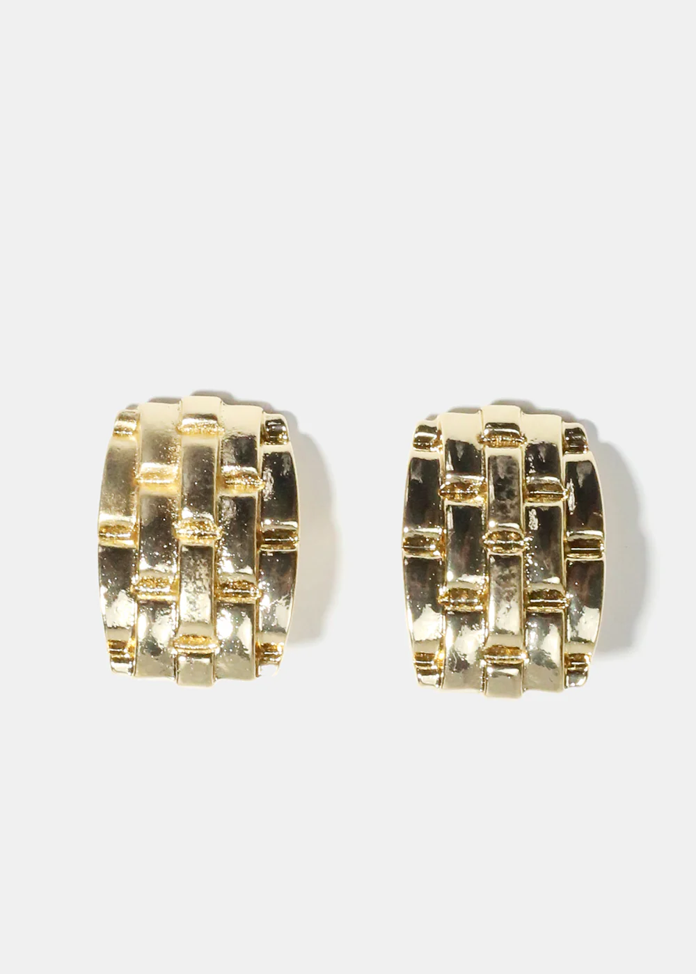 Basket Weave Stud Earrings - Image 2