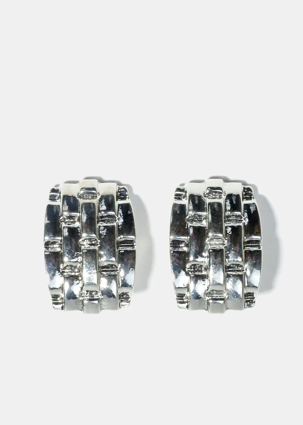 Basket Weave Stud Earrings - Image 3