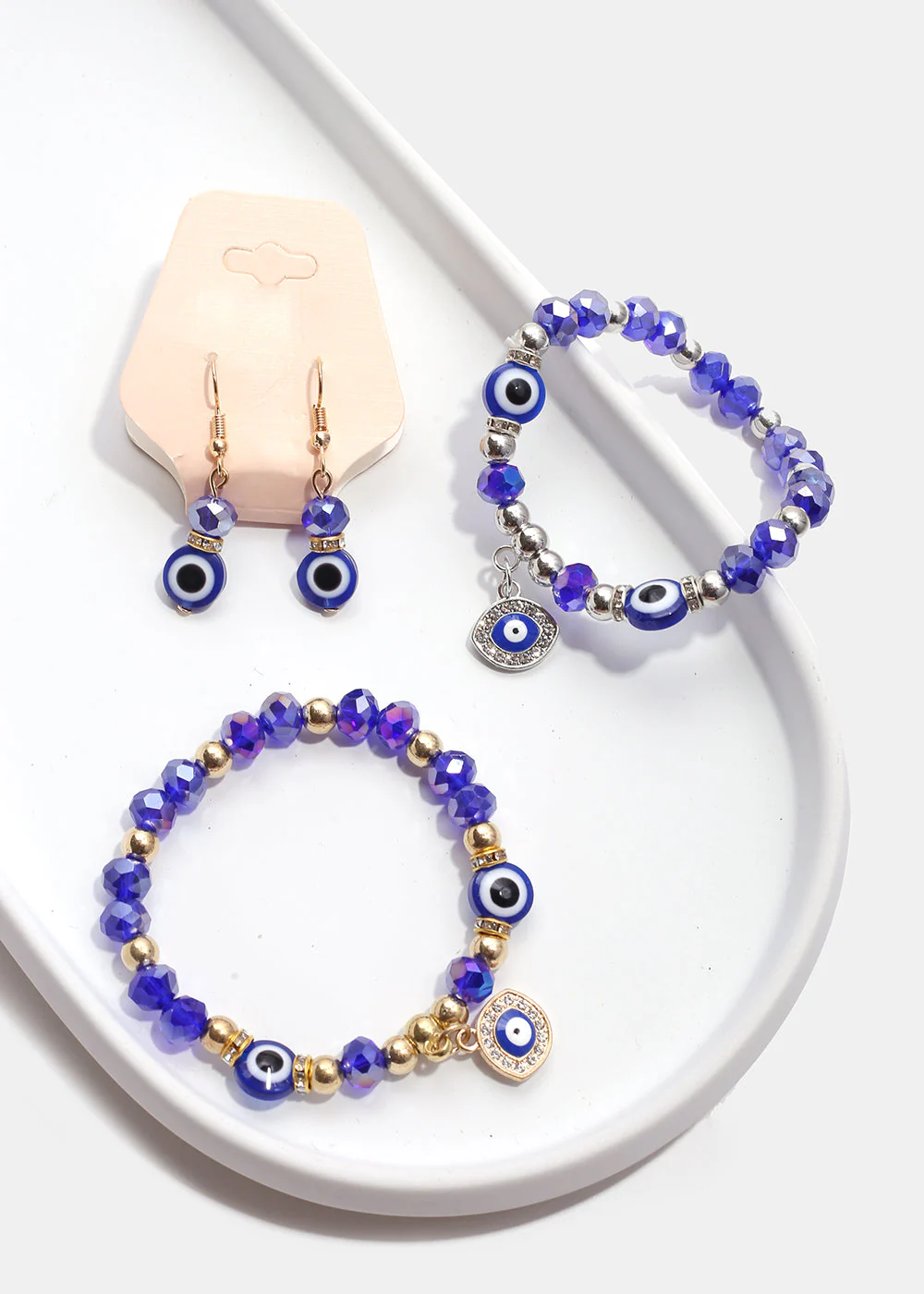 Blue Evil Eye Bracelet & Earring Set - Image 2