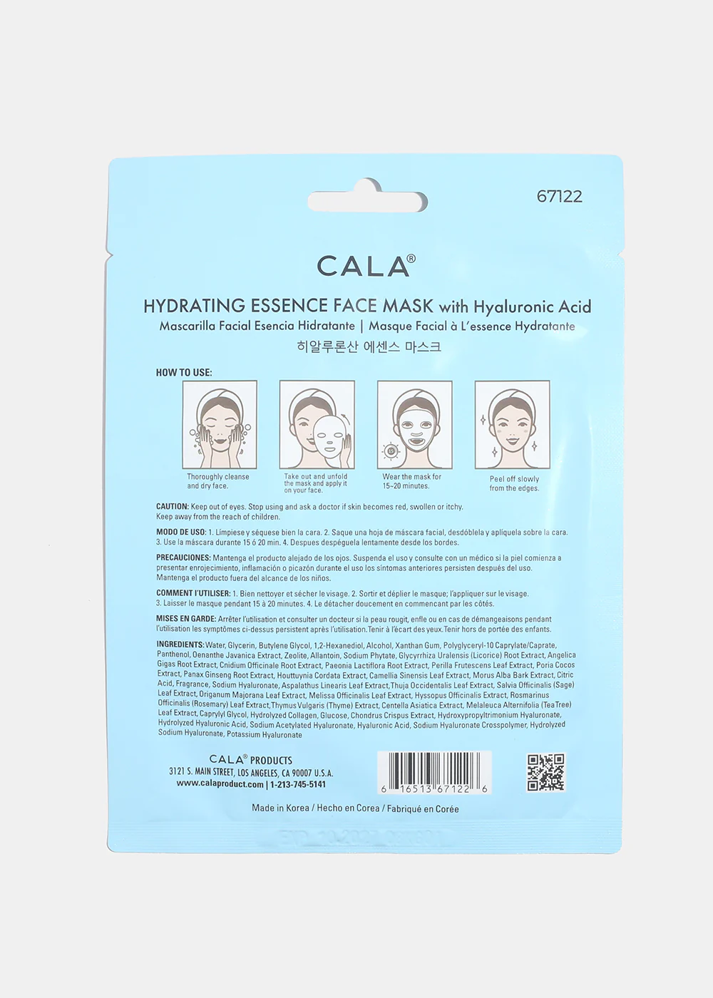 CALA Hydrating Essence Face Mask with Hyaluronic Acid - 1 Sheet - Image 2