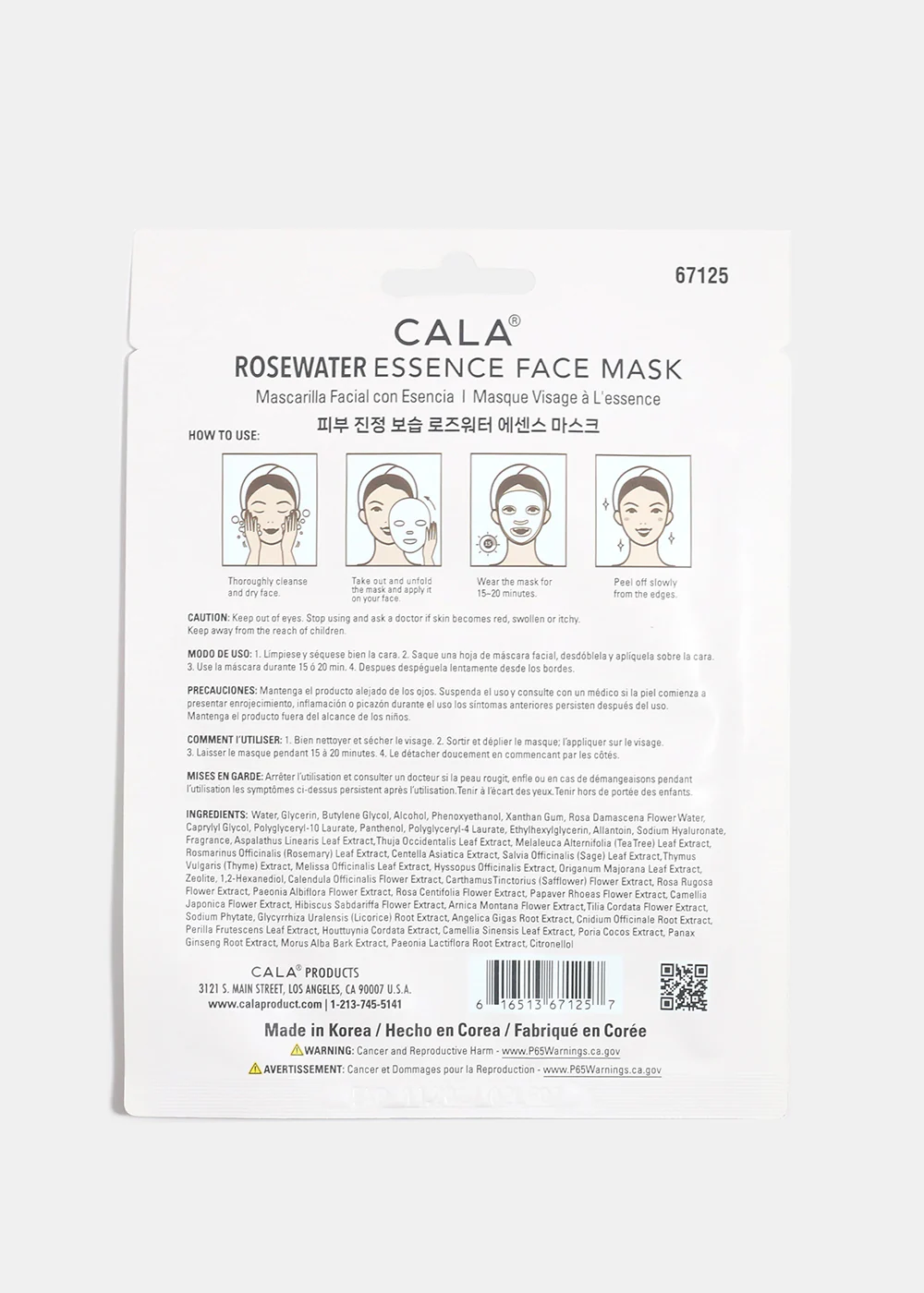 CALA Rosewater Essence Face Mask - 1 Sheet - Image 2