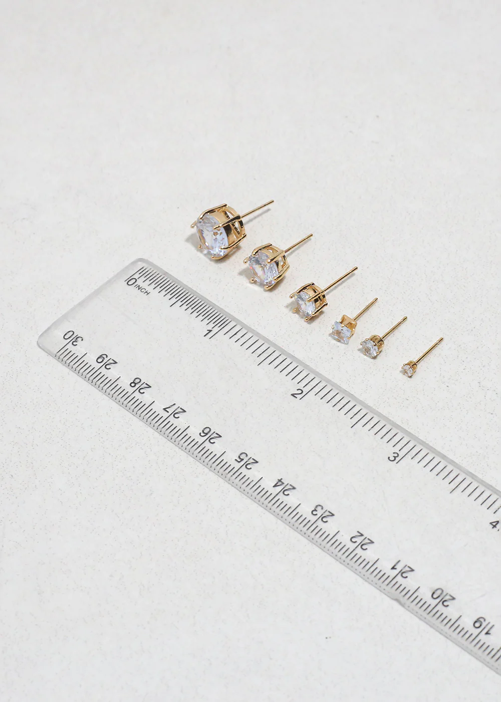 Classic Cubic Zirconia Stud Earrings - Gold - Image 8
