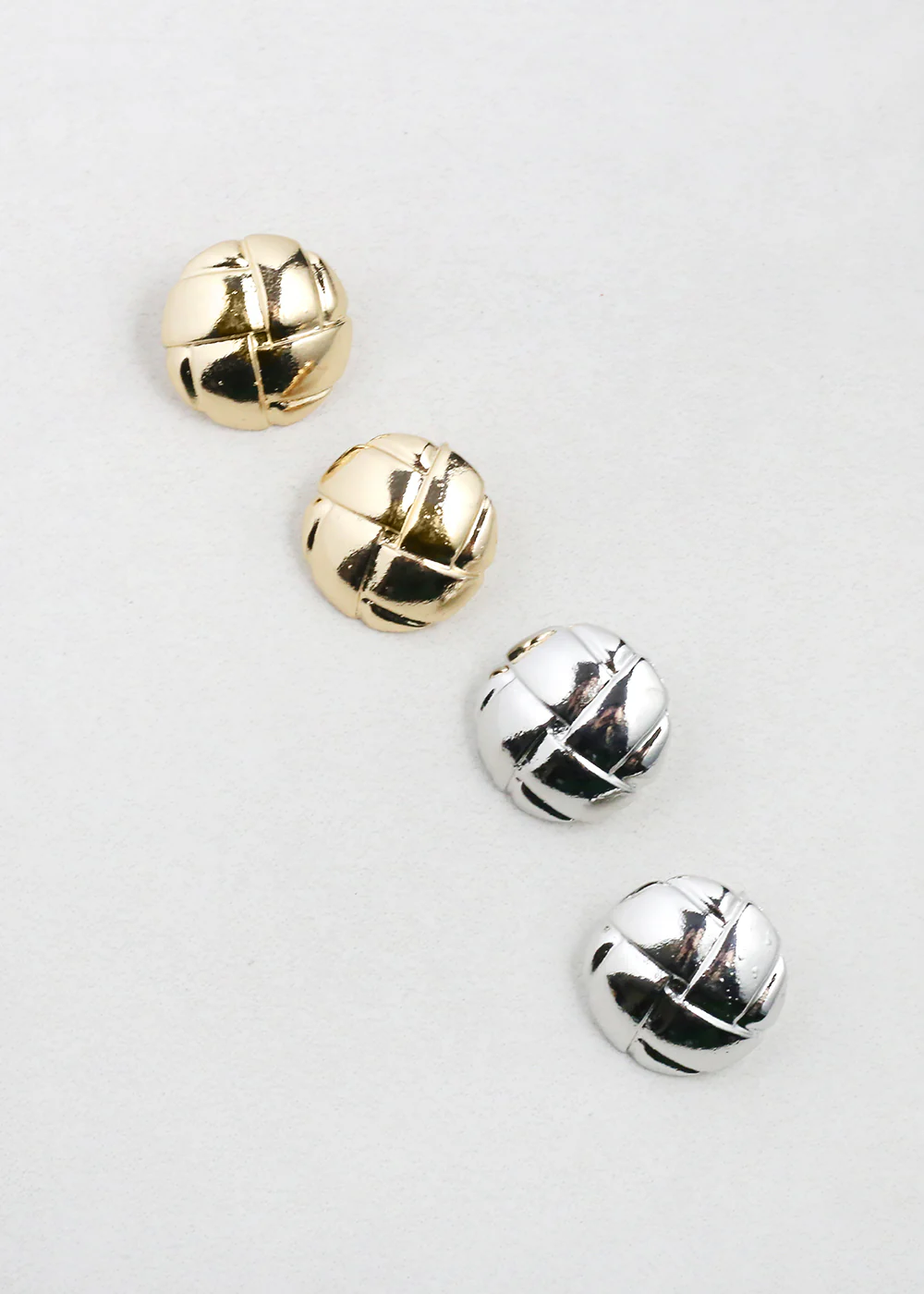 Classic Quilted Button Earrings - Image 2