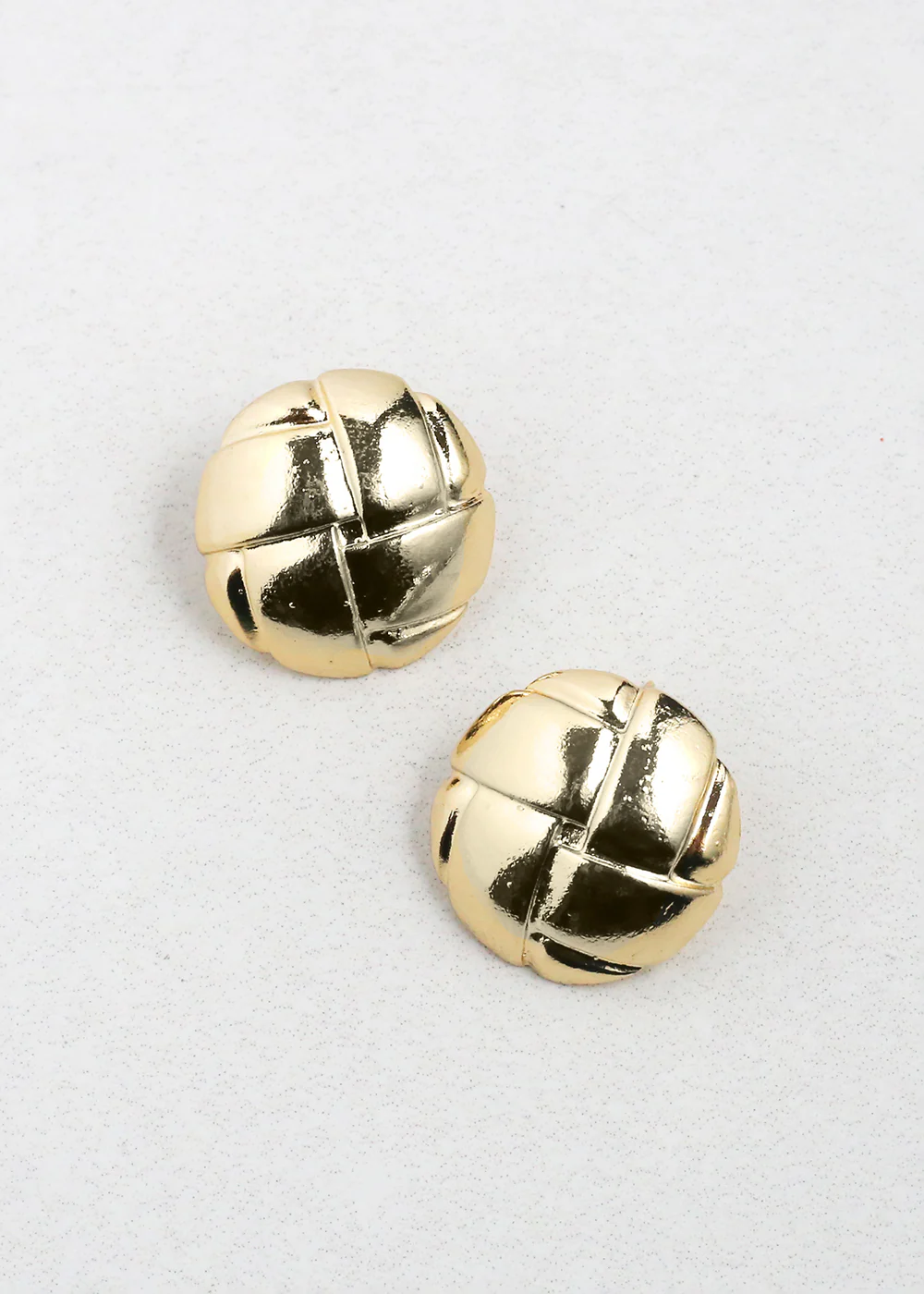 Classic Quilted Button Earrings - Image 3