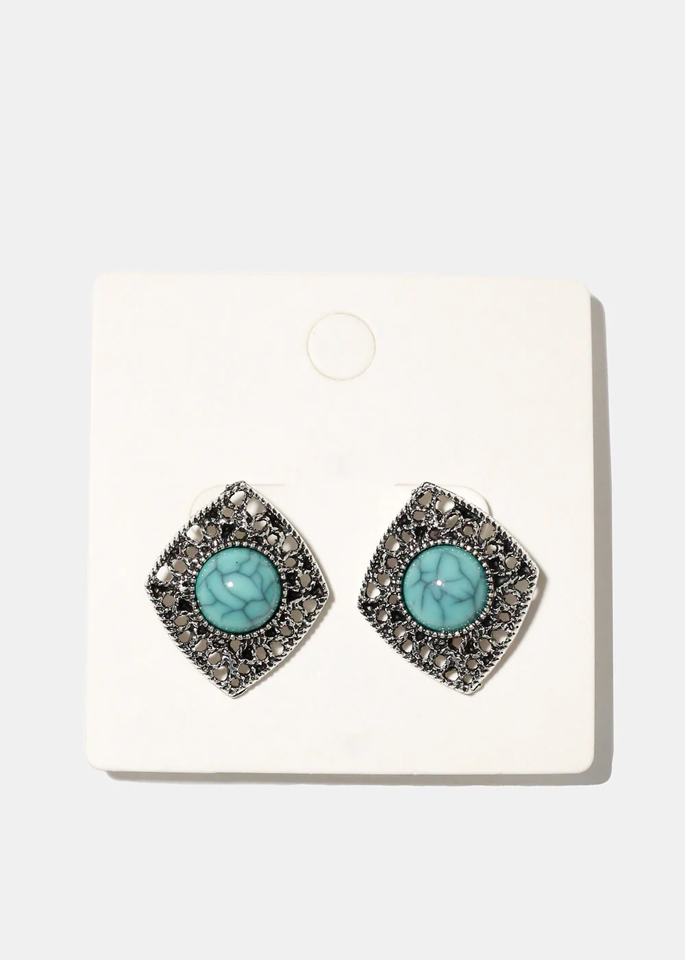 Diamond Shape Earring with Stone - Image 2