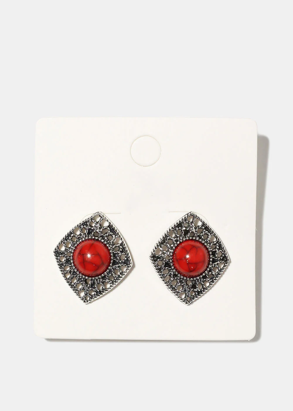 Diamond Shape Earring with Stone - Image 3