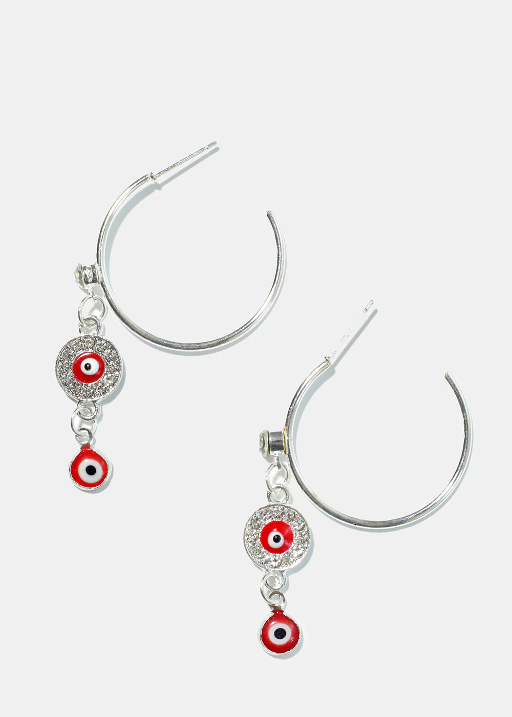 Evil Eye Dangle Charm Hoop Earrings - Image 6