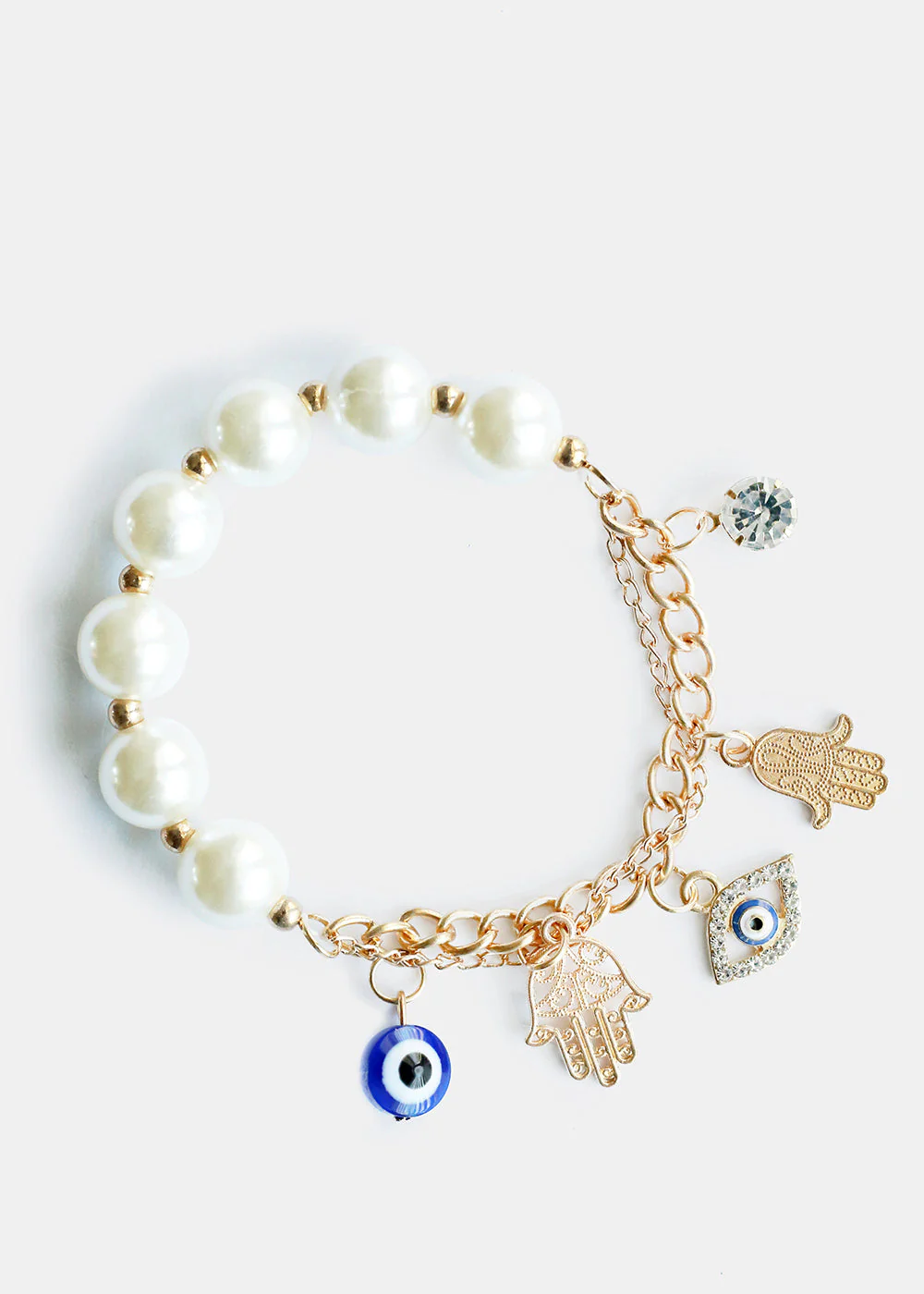 Hamsa Hand Charm Bracelet with Pearls - Image 3