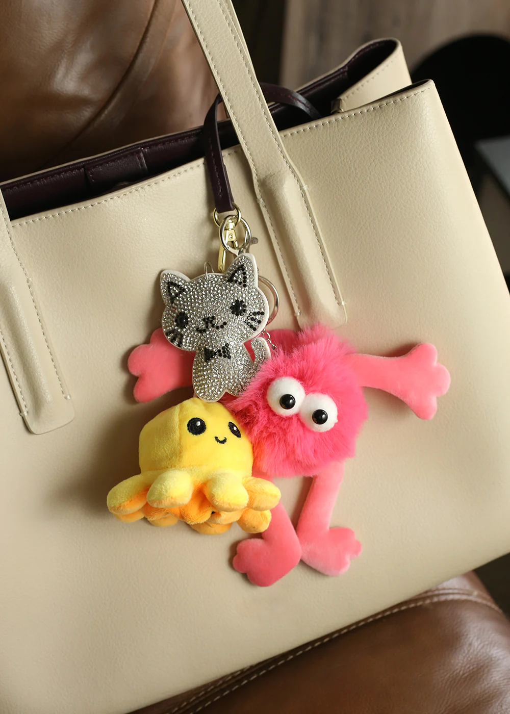 Fluffy Wiggle Monster Plush Bag Charm - Image 2