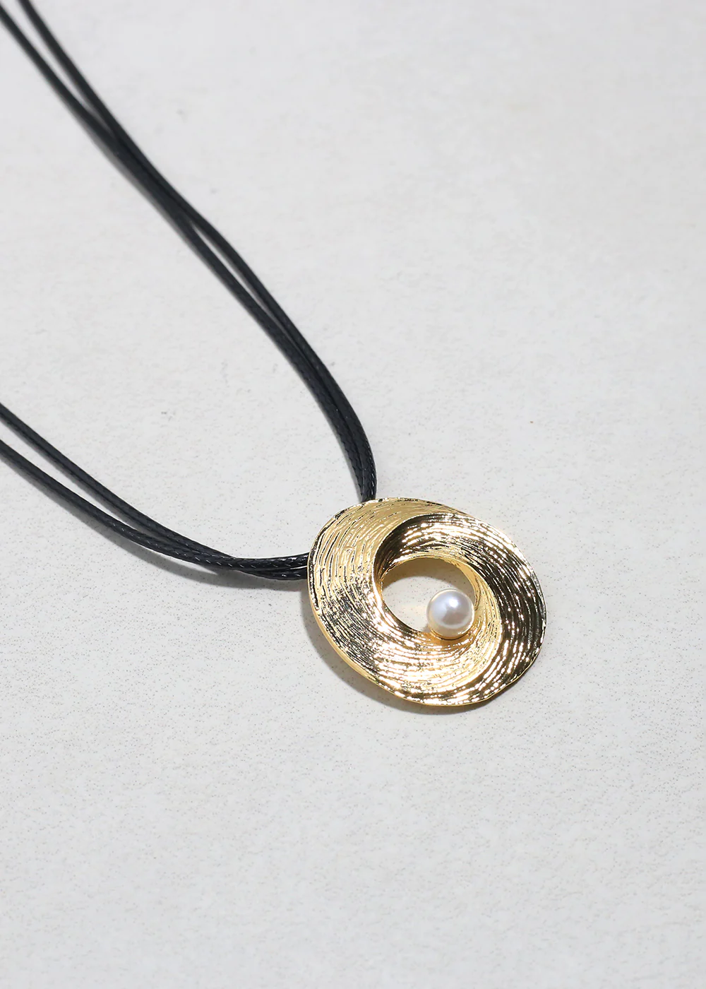 Golden Swirl Pearl Pendant Necklace - Image 2