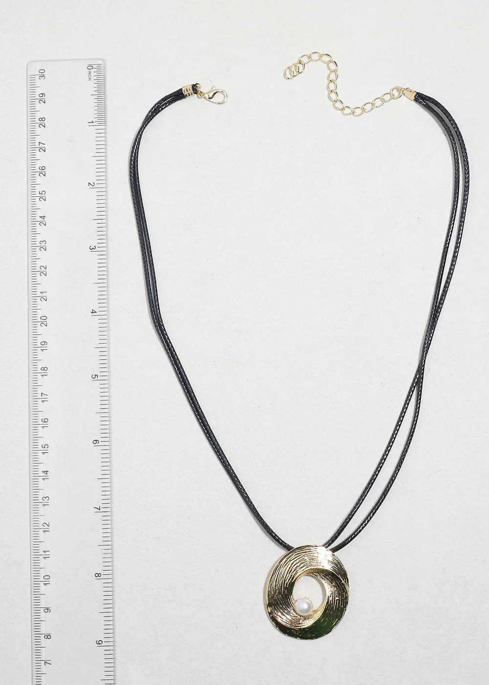Golden Swirl Pearl Pendant Necklace - Image 3