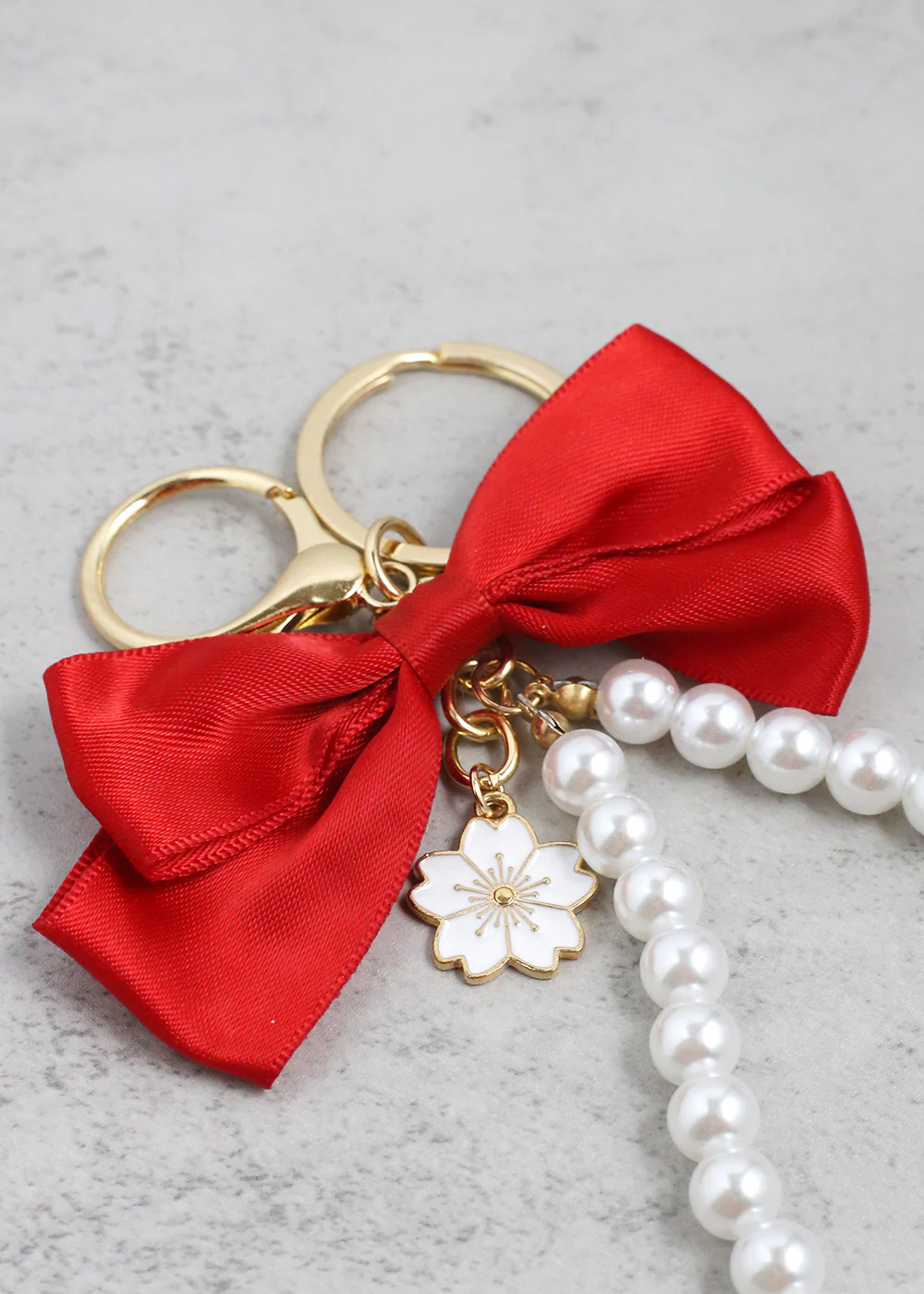 Gorgeous Bow Pearl + Flower Keychain - Image 2