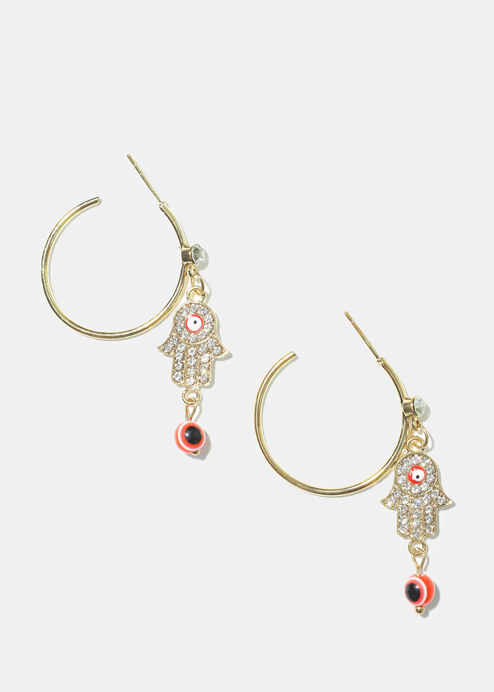 Hamsa Hand & Evil Eye Hoop Earrings - Image 3