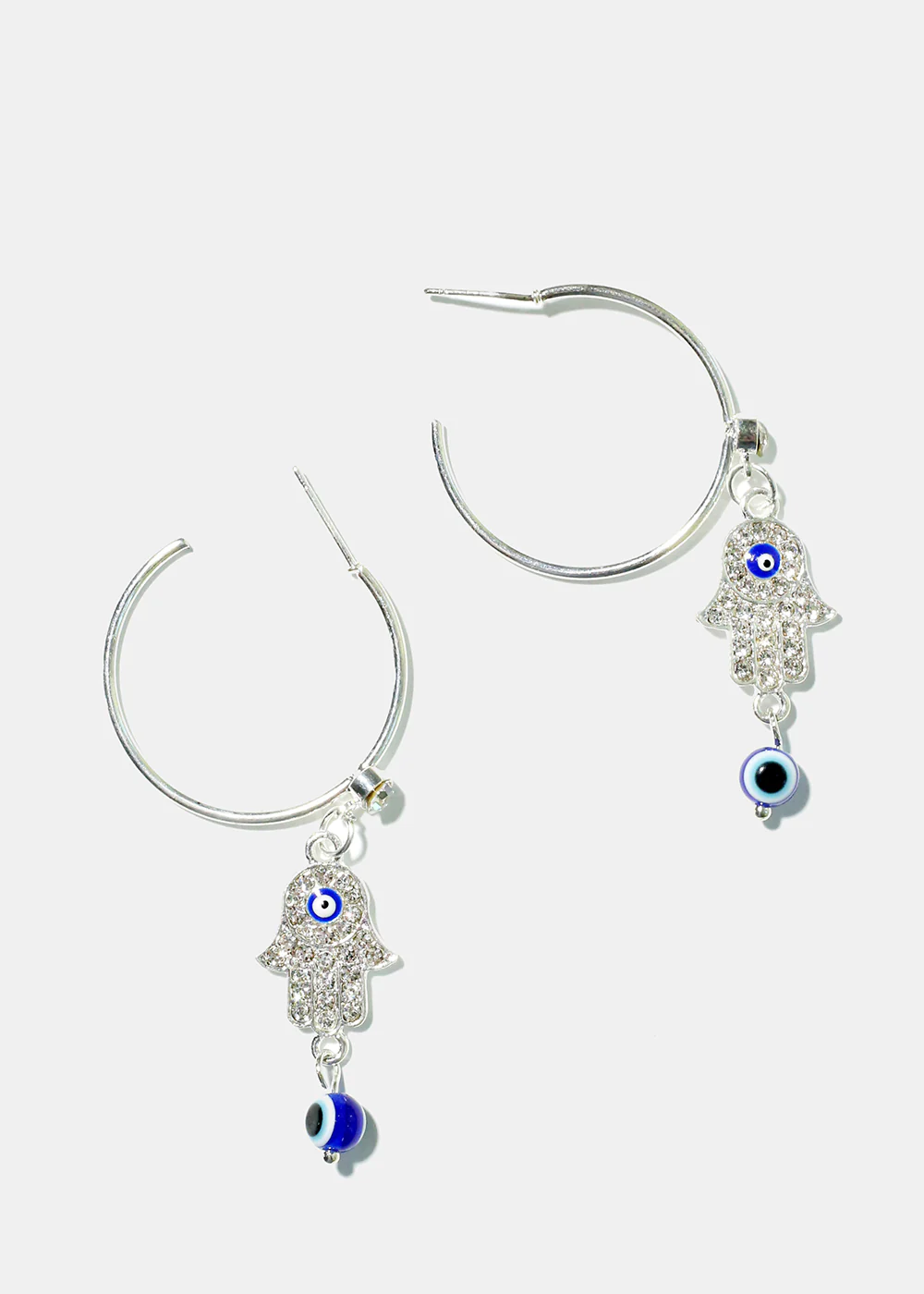 Hamsa Hand & Evil Eye Hoop Earrings - Image 4