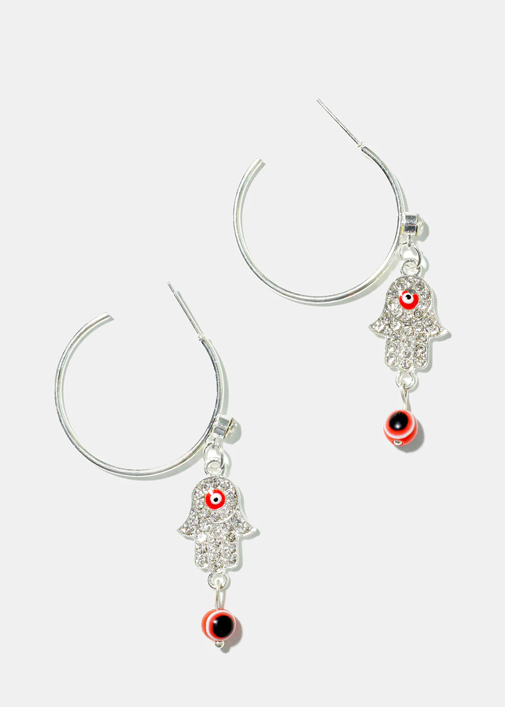 Hamsa Hand & Evil Eye Hoop Earrings - Image 5