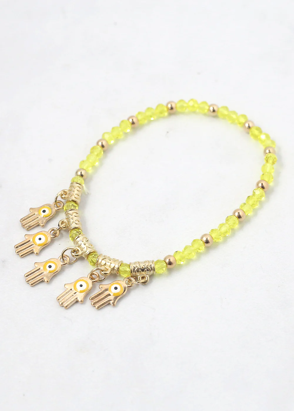 Hamsa Hands + Crystal Beads Bracelet - Image 4